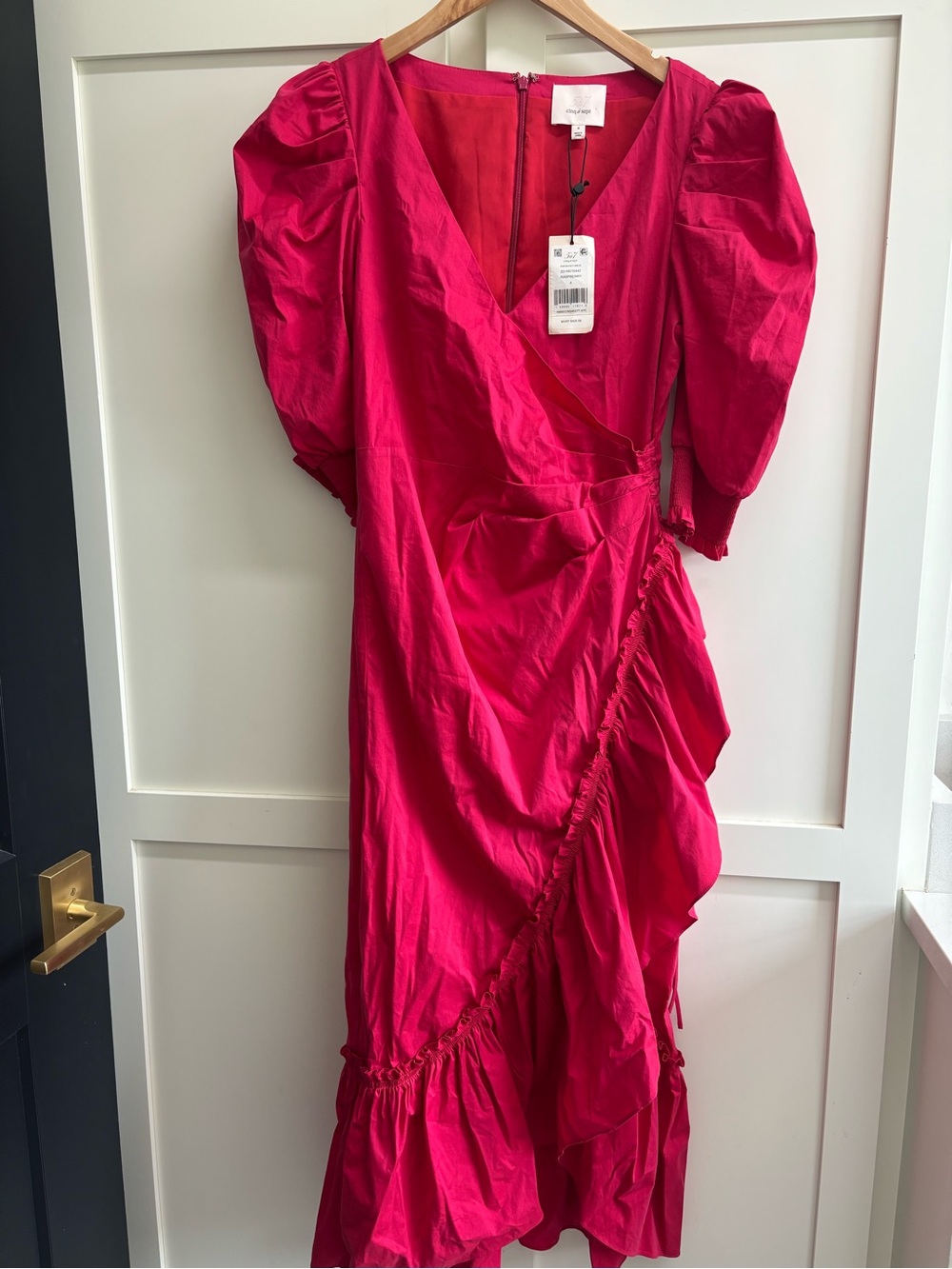 Cinq à Sept Kacy Poplin Dress Size 4 Raspberry Pink NWT Ruffle $425 - Picture 8 of 12